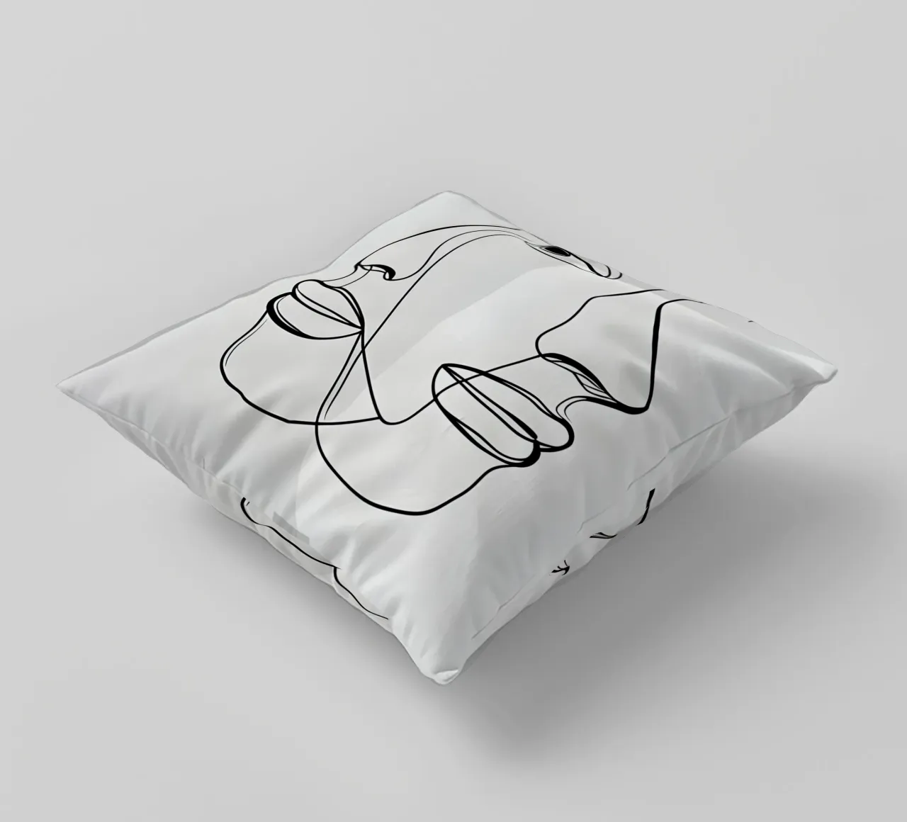 Line art a mezza faccia cuscino da LIFESTYLE OBJECTS