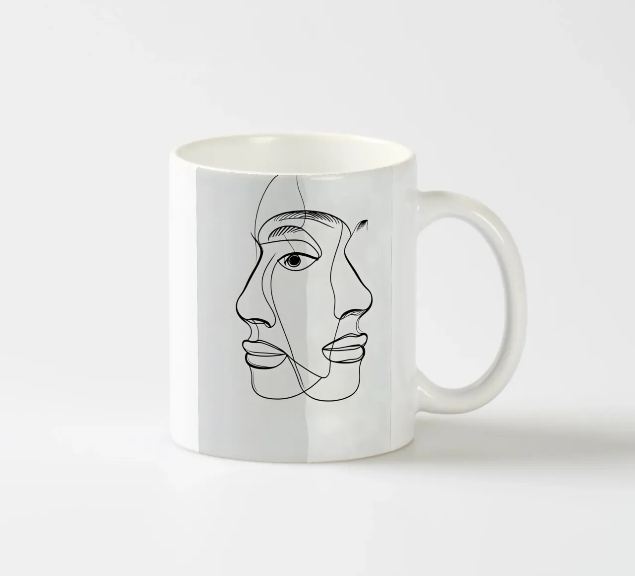 Line art a mezza faccia tazza in ceramica da LIFESTYLE OBJECTS