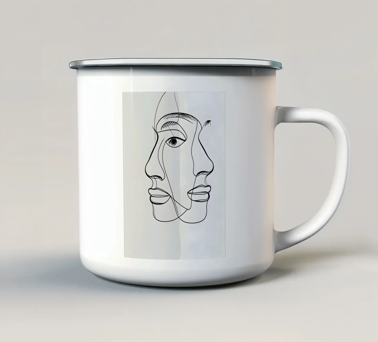 Line art a mezza faccia tazza in smalto da LIFESTYLE OBJECTS