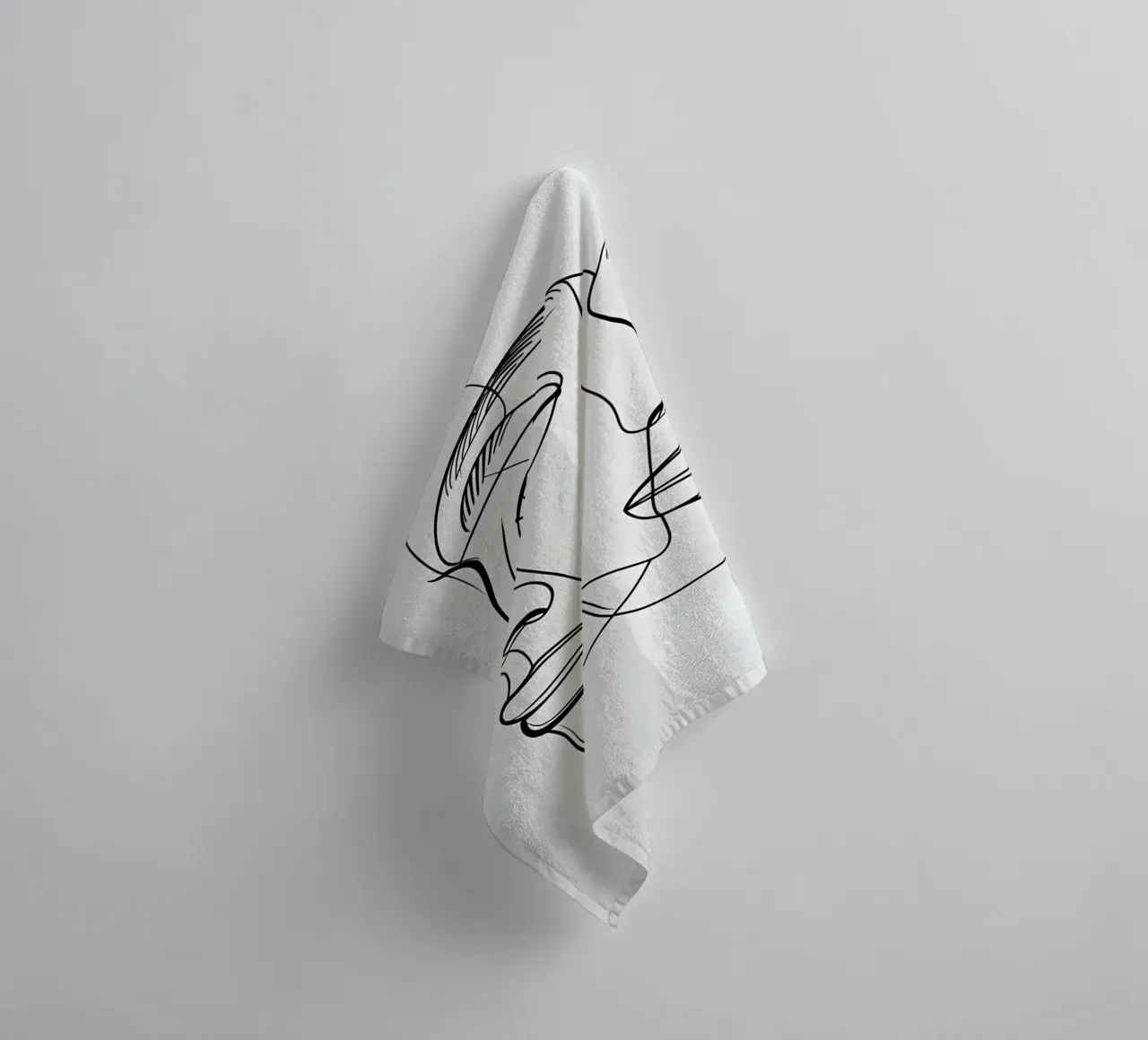 Line art a mezza faccia asciugamano da bagno da LIFESTYLE OBJECTS