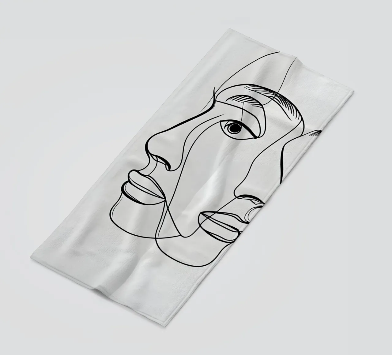 Line art a mezza faccia telo mare da LIFESTYLE OBJECTS