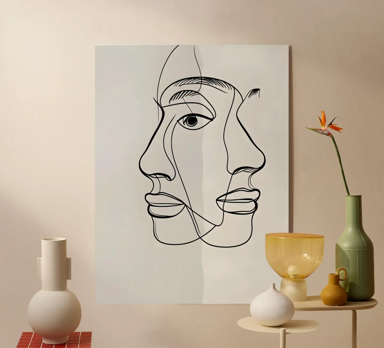 Line art a mezza faccia plexiglass da LIFESTYLE OBJECTS