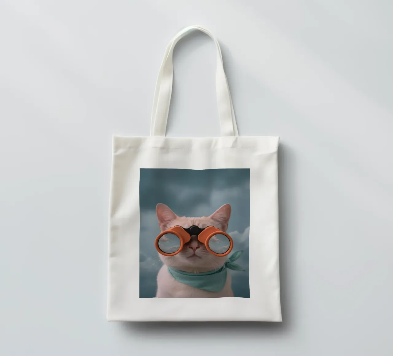 cat with binoculars borsa in juta da feny