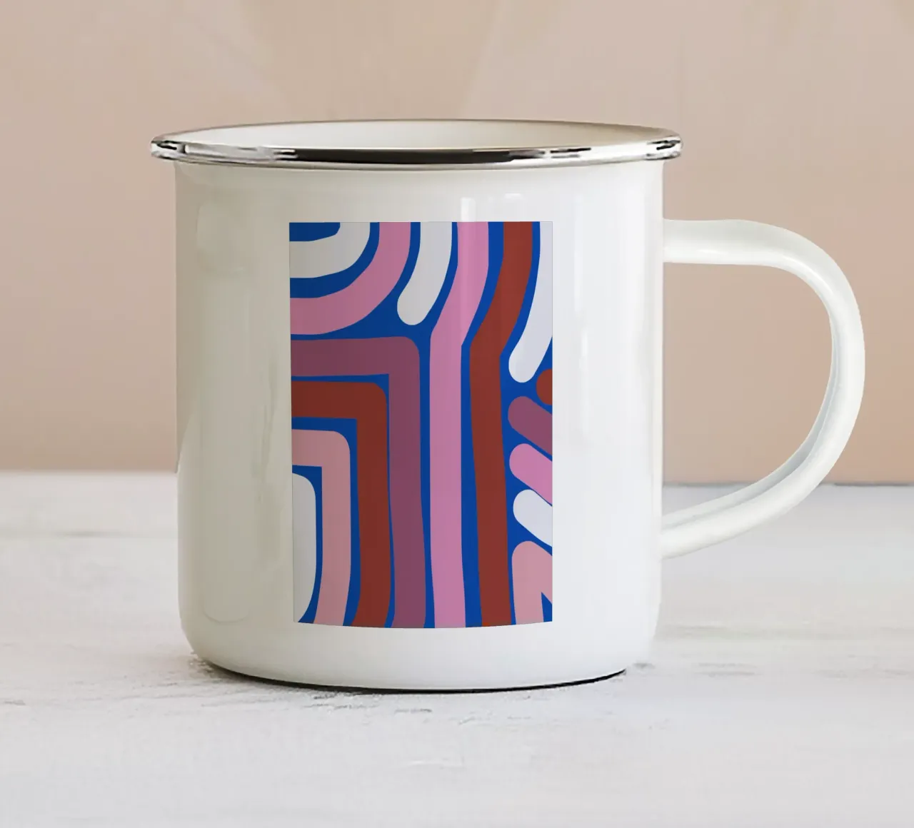 Riga rosa e blu tazza in smalto da Little Dean