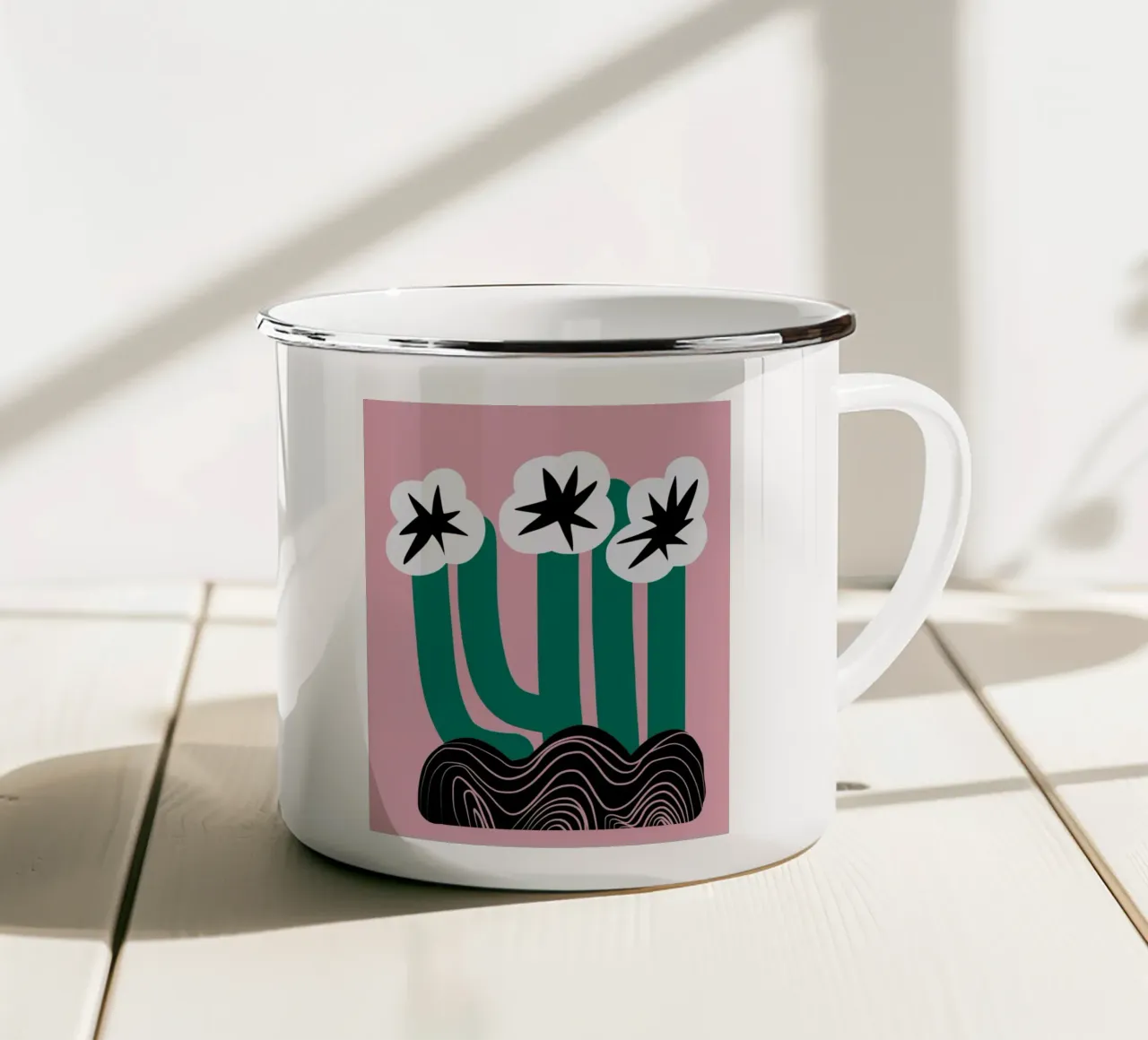 Estroso fiore di cactus tazza in smalto da Little Dean