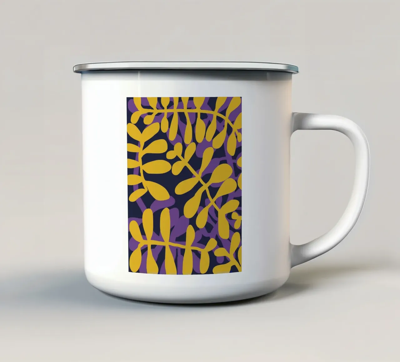 Foglie gialle e viola tazza in smalto da Little Dean