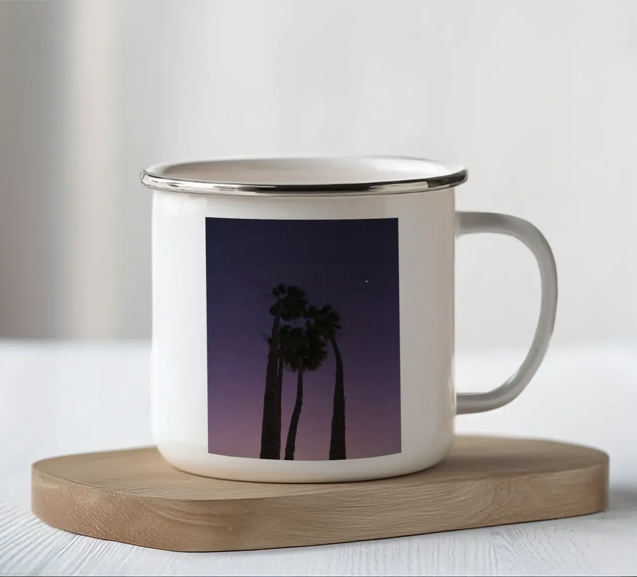 palm in purple sky tazza in smalto da feny