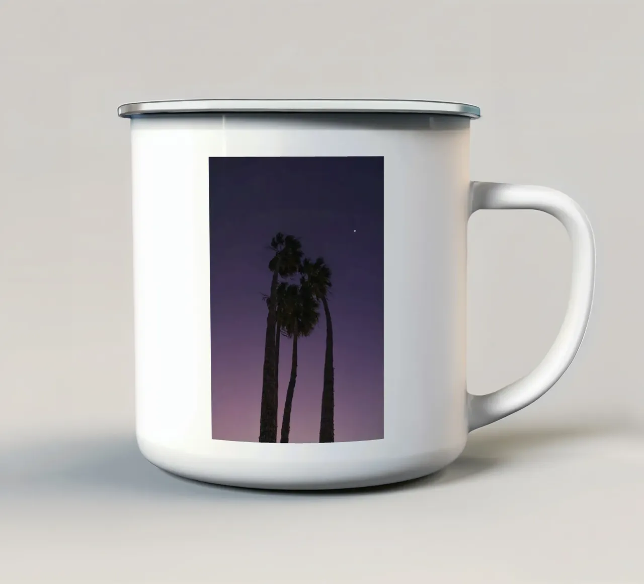 palm in purple sky tazza in smalto da feny