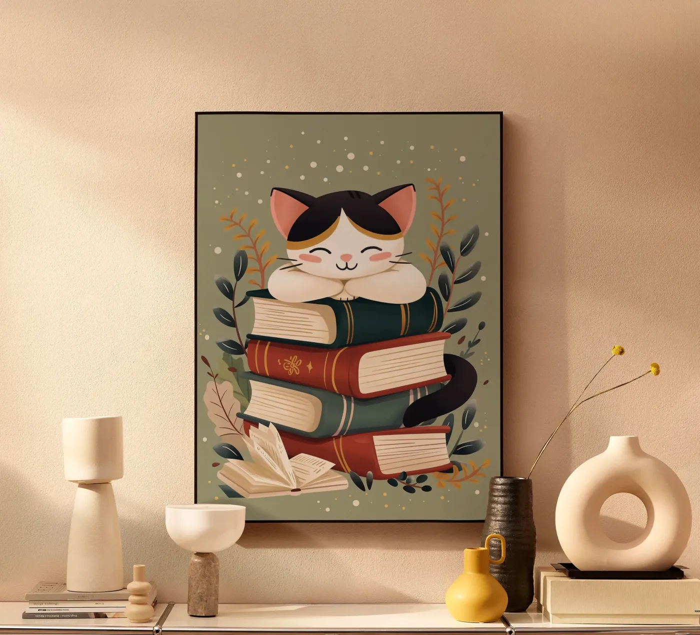 Cat with Books plexiglass da Noah Bouchard