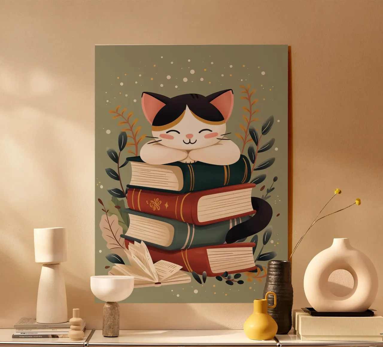 Gatto con libri plexiglass da Noah Bouchard