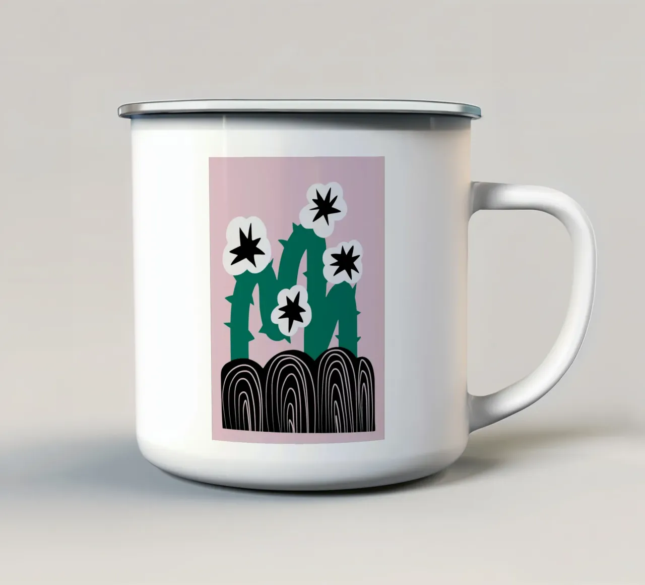 Fiori di cactus spinoso tazza in smalto da Little Dean