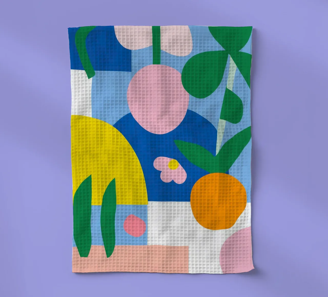 Art mural cubiste naïf et lumineux avec fleurs torchon de Artbyvo