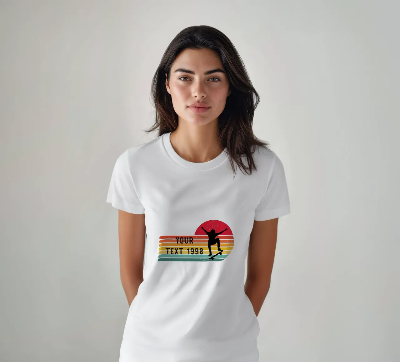 Retro Skateboard - Personalize with your Text and Year t-shirt by studiovinja