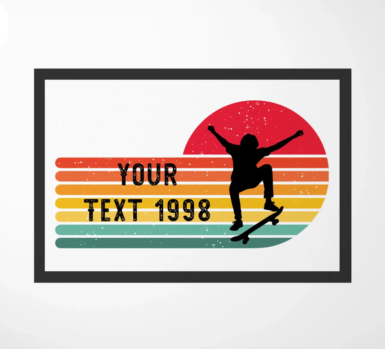 Retro Skateboard - Personalize with your Text and Year doormat by studiovinja