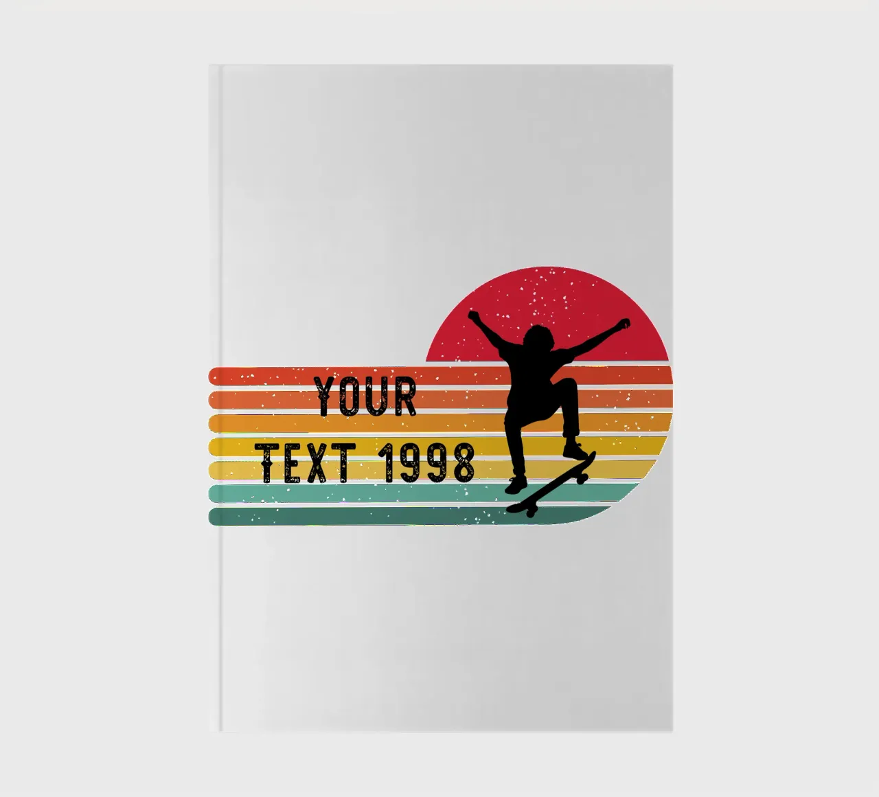 Retro Skateboard - Personalize with your Text and Year notebook by studiovinja