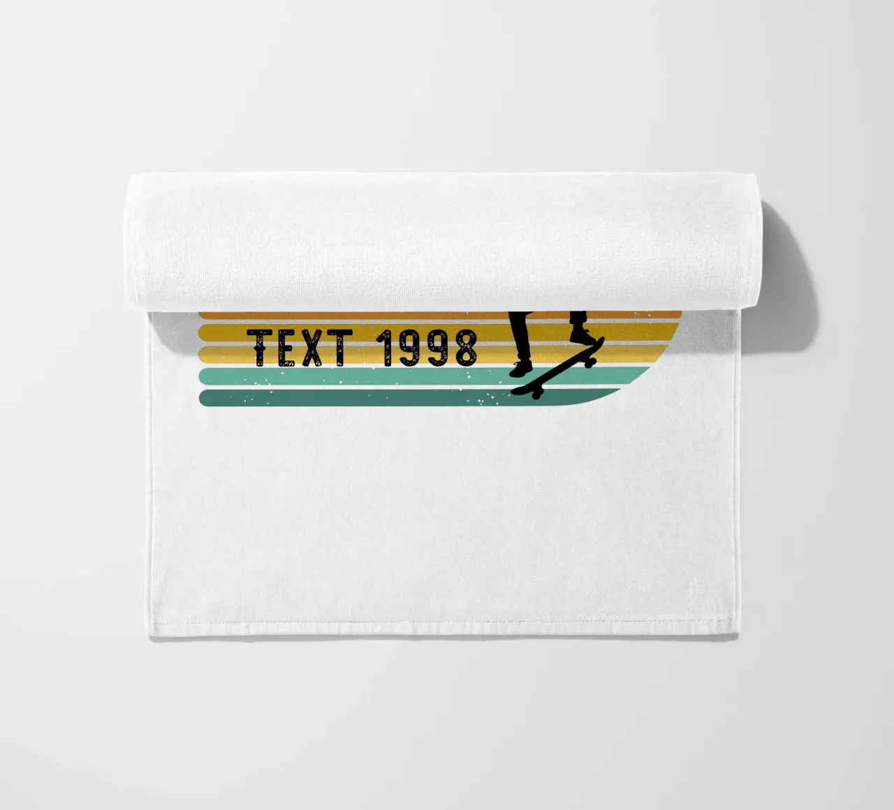 Retro Skateboard - Personalize with your Text and Year beach towel by studiovinja