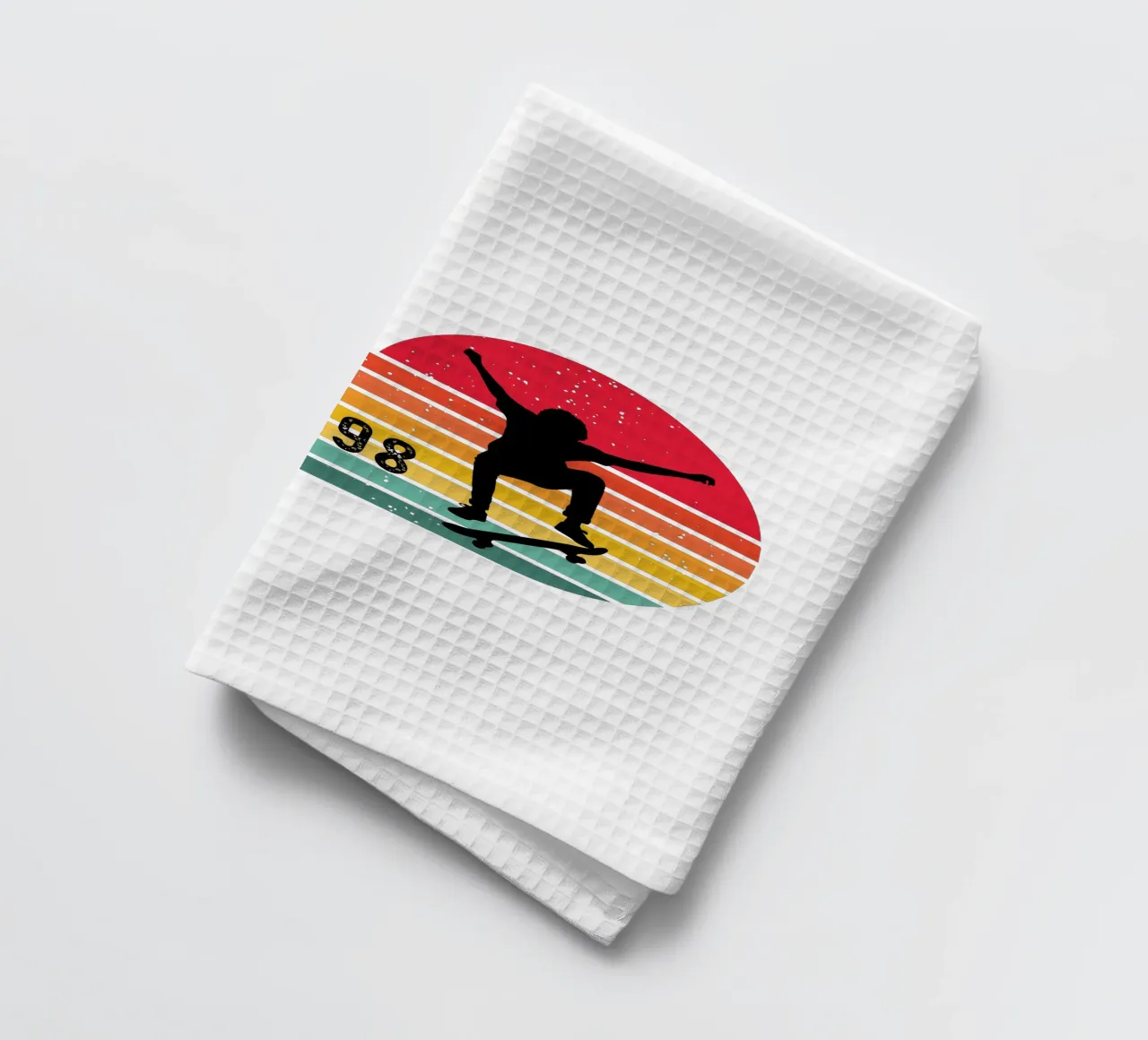 Retro Skateboard - Personalize with your Text and Year tea towel by studiovinja