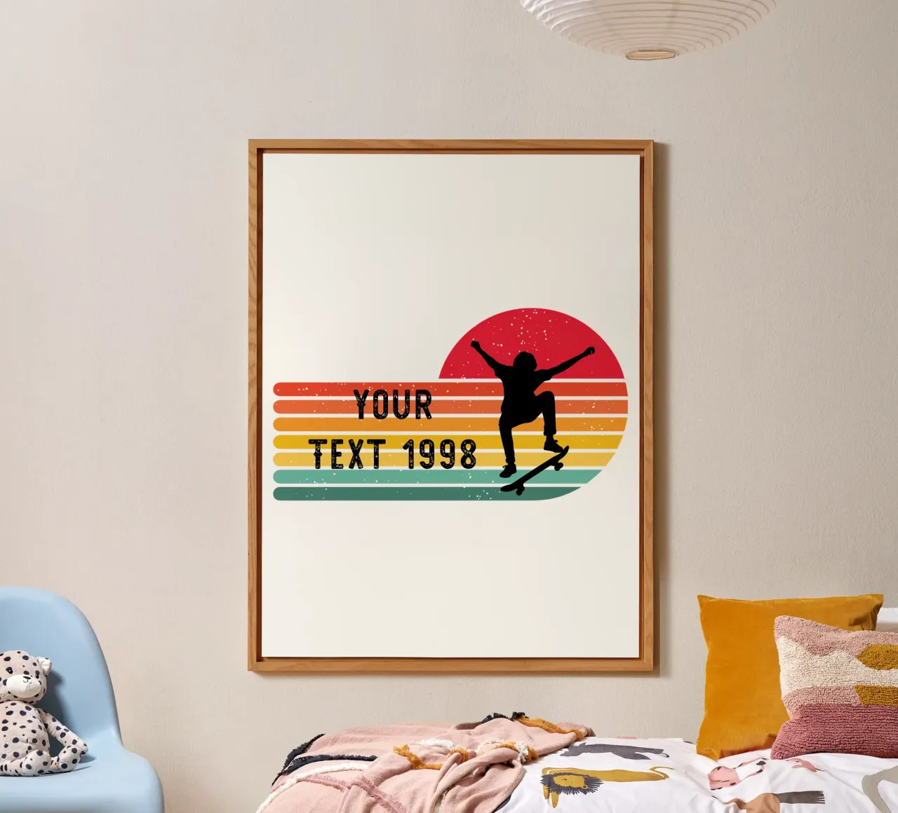Retro Skateboard - Personalize with your Text and Year alu-dibond by studiovinja