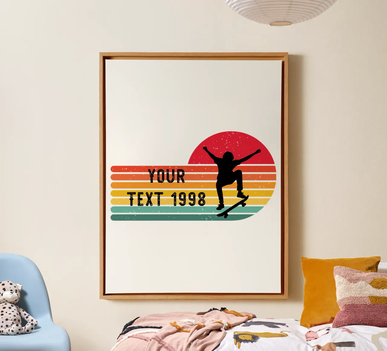 Retro Skateboard - Personalize with your Text and Year canvas by studiovinja
