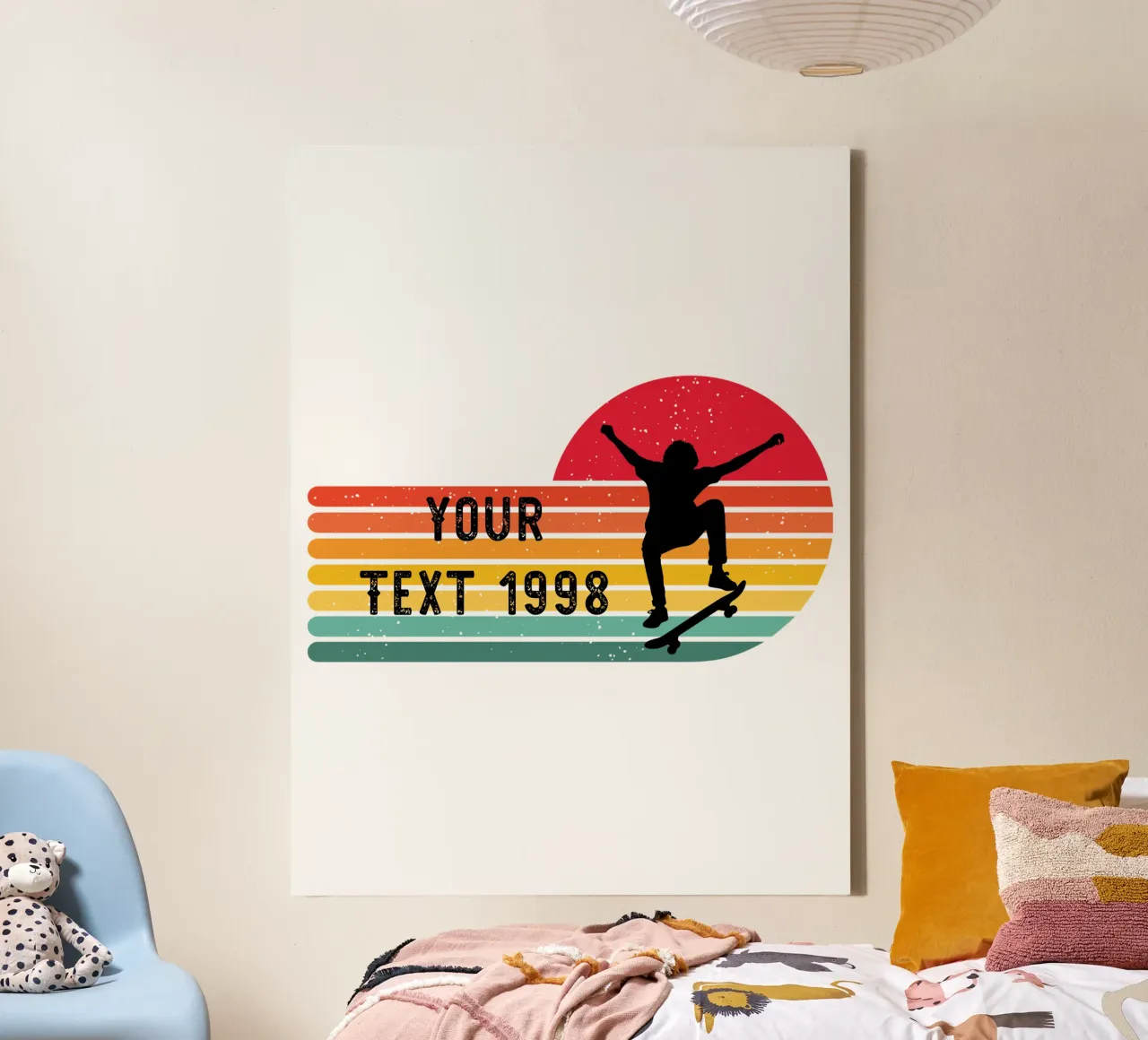 Retro Skateboard - Personalize with your Text and Year canvas by studiovinja