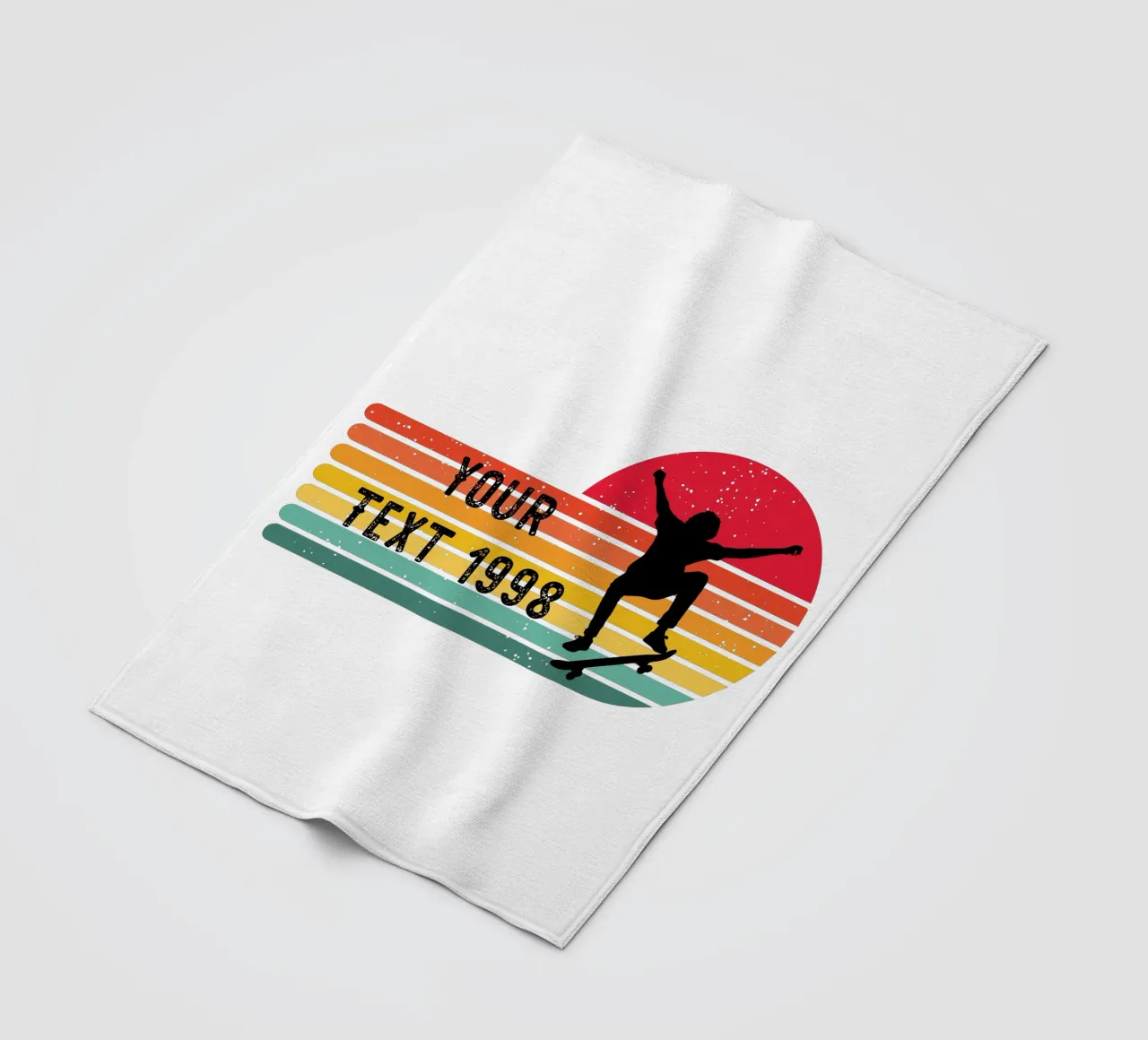 Retro Skateboard - Personalize with your Text and Year fleece blanket by studiovinja