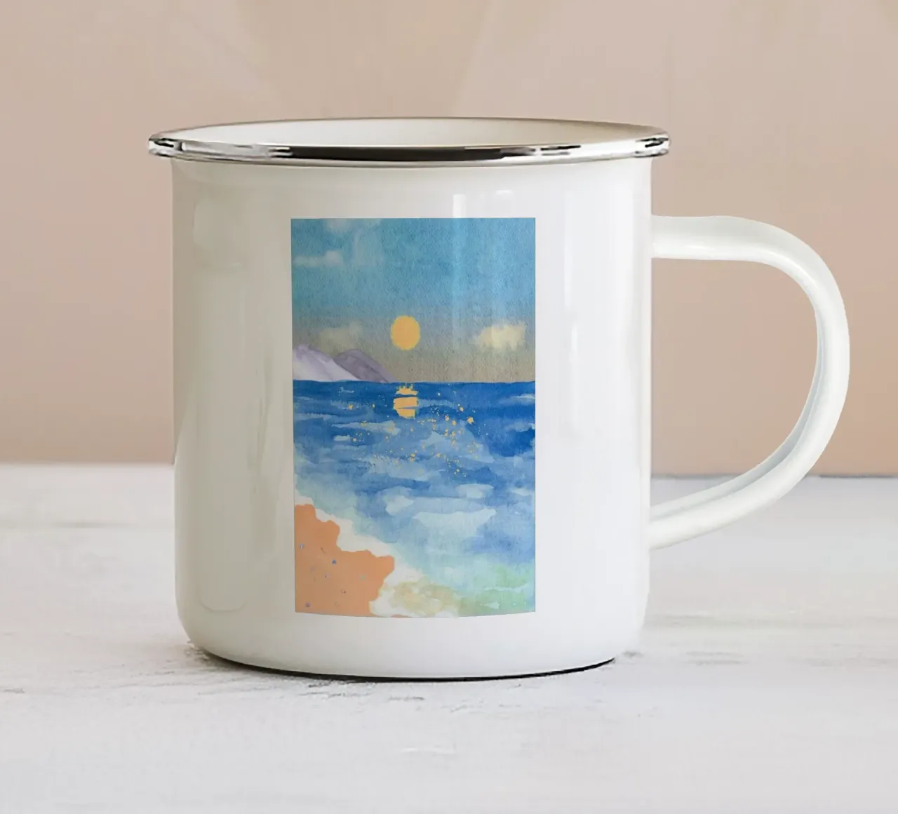 sun reflect on beach tazza in smalto da Keyn