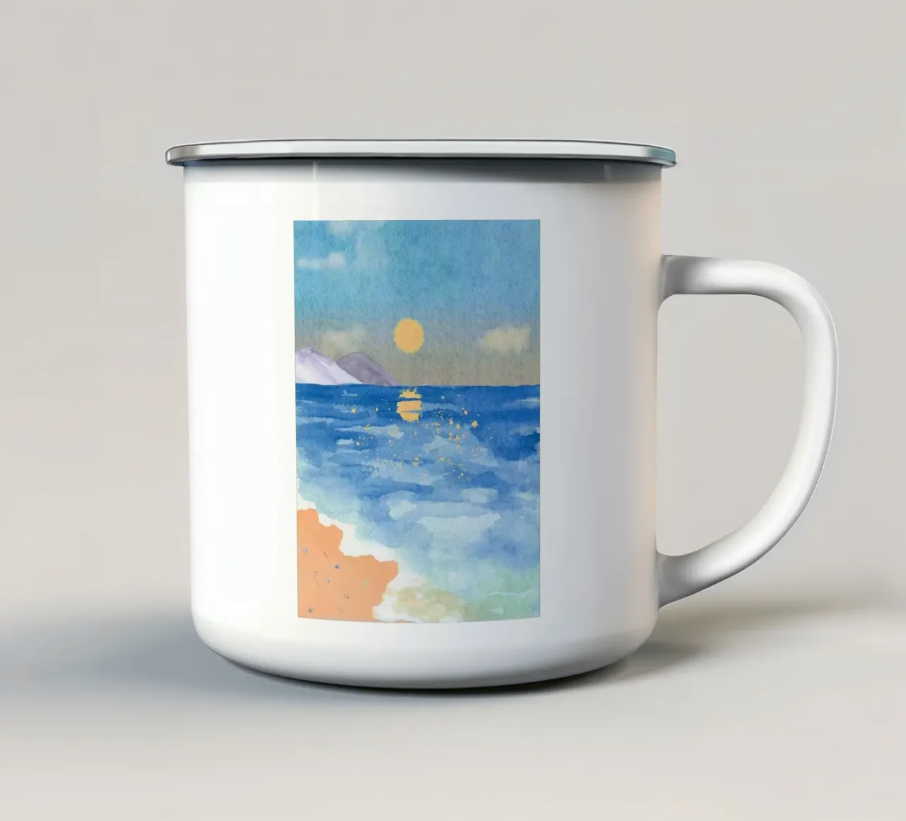 sun reflect on beach tazza in smalto da Keyn