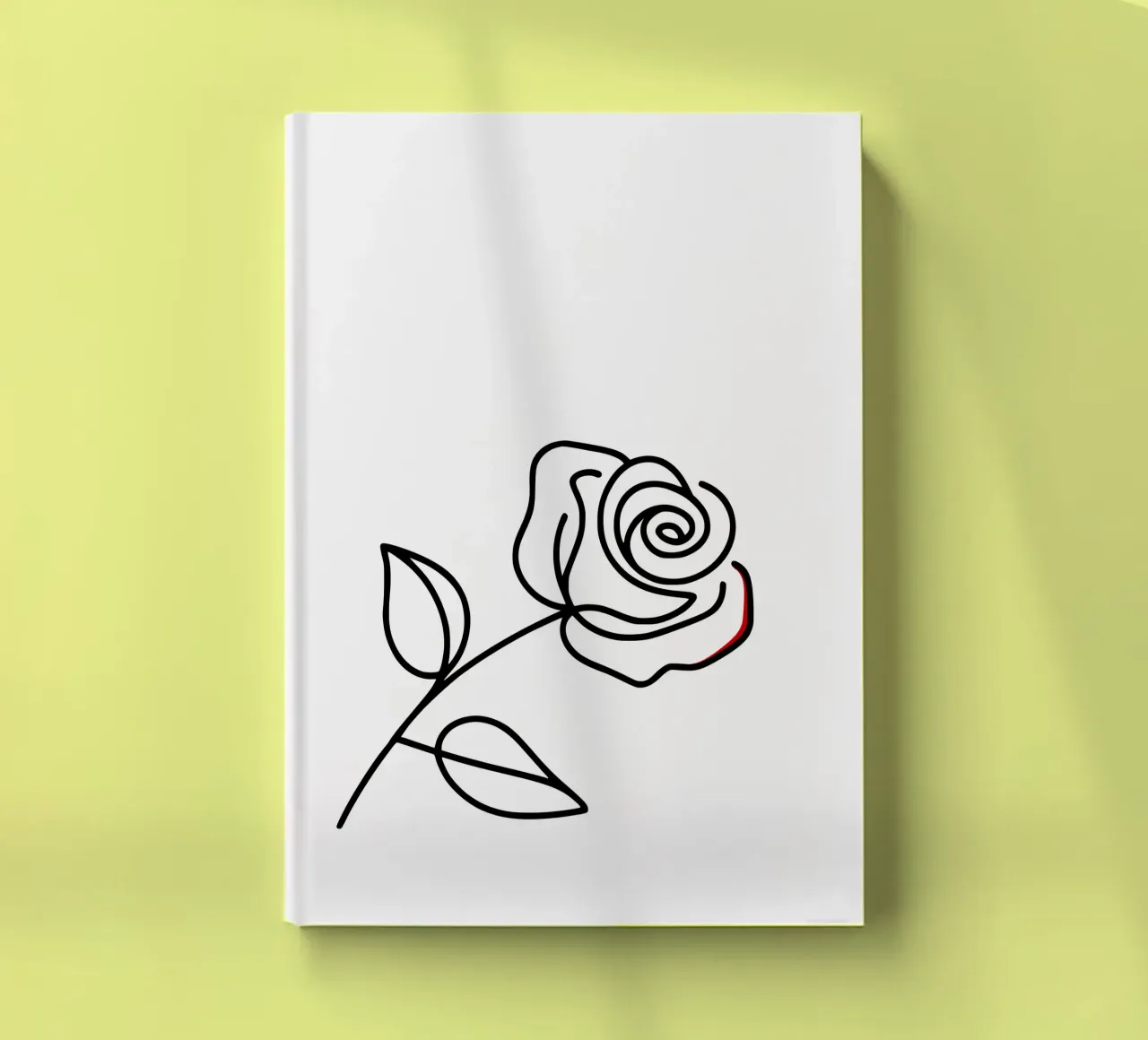 minimalistische gebogene Rose mit roter Farbandeutung Notizbuch von Bold & Simple