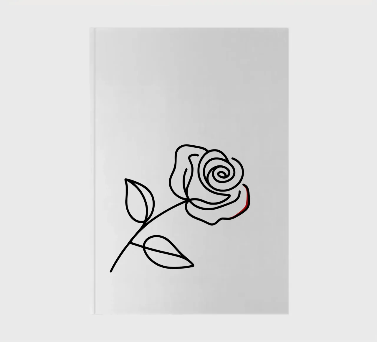 minimalistische gebogene Rose mit roter Farbandeutung Notizbuch von Bold & Simple