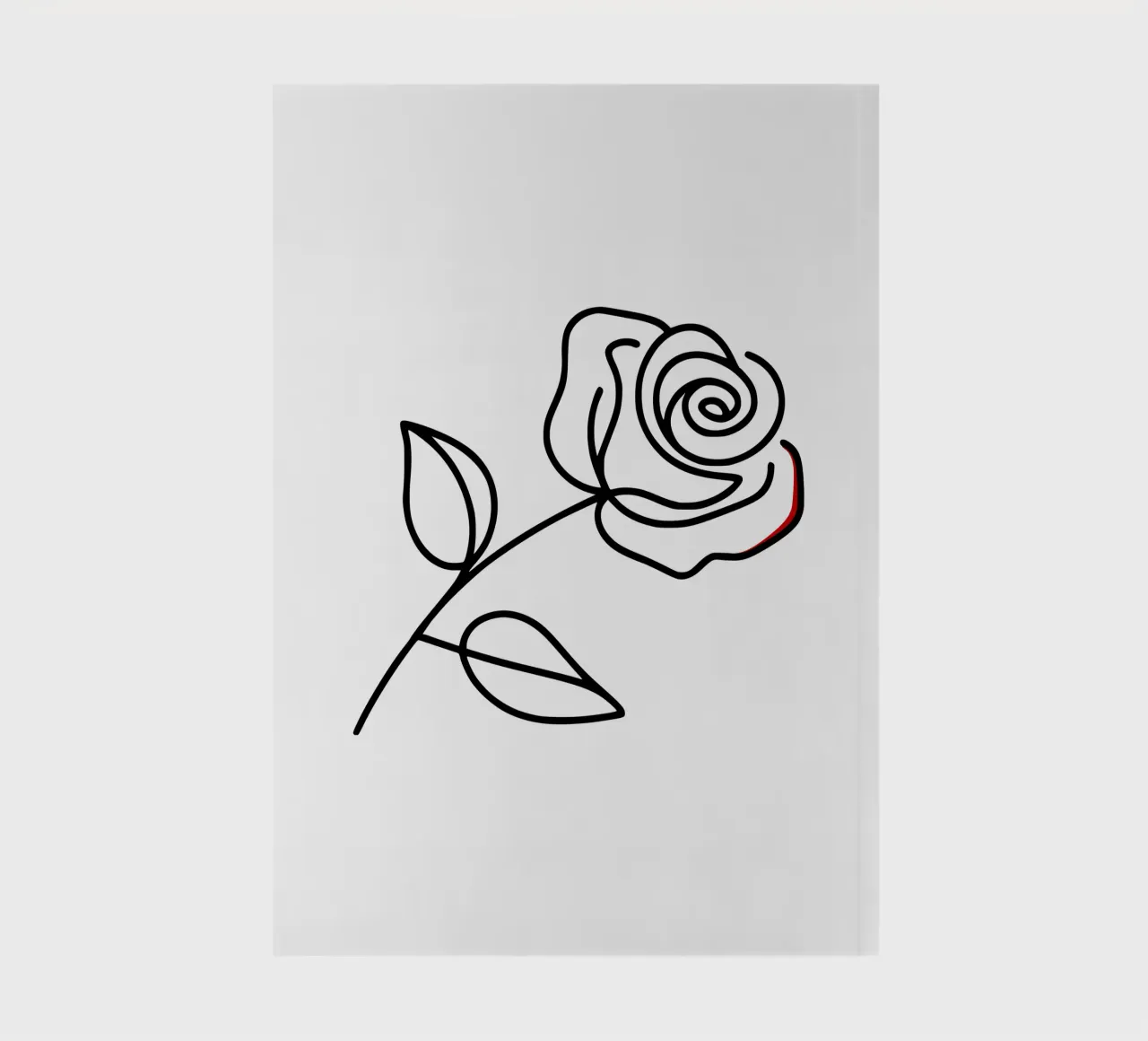minimalistische gebogene Rose mit roter Farbandeutung Notizbuch von Bold & Simple