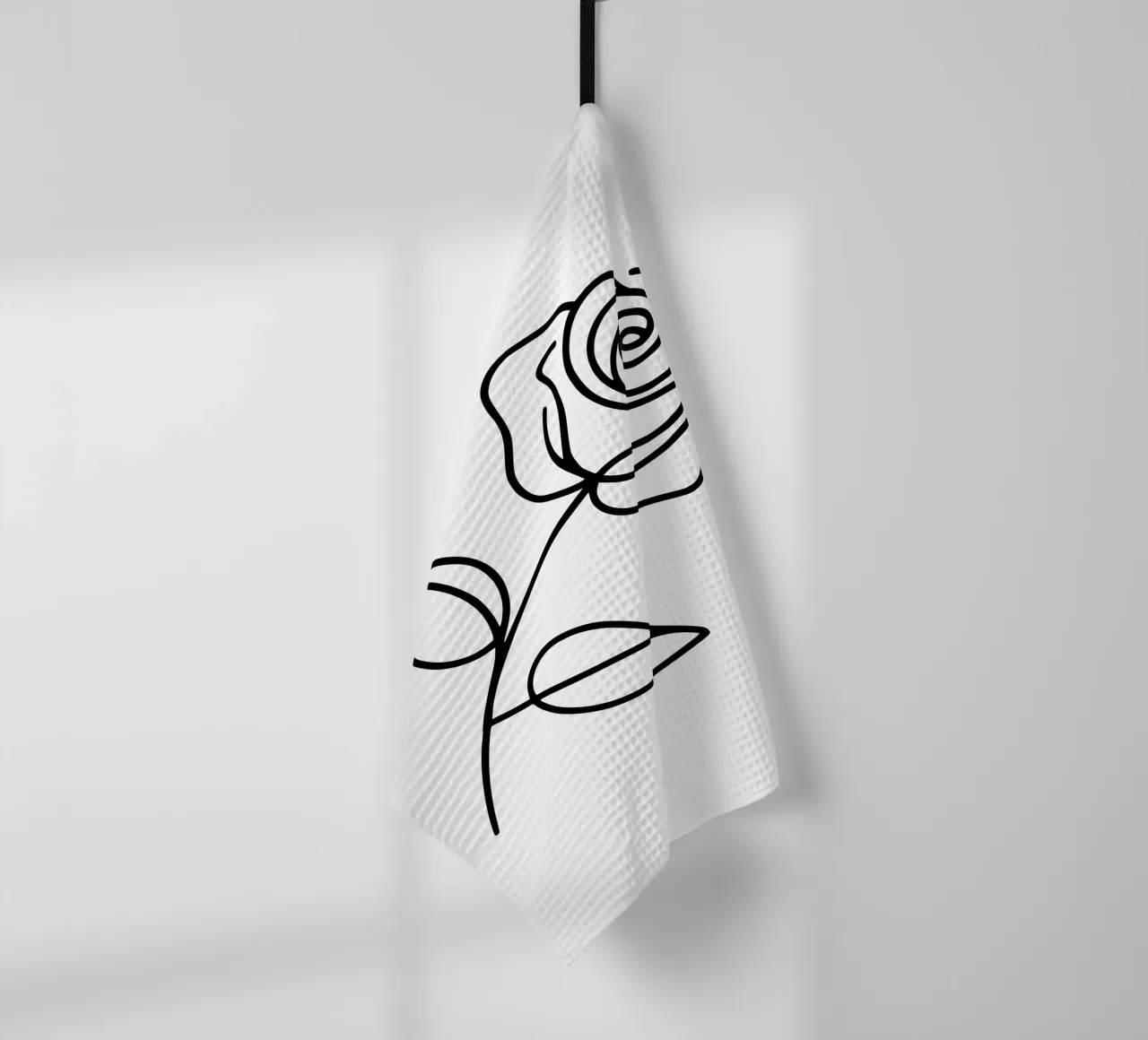 Minimalist curved rose with red colour accents tea towel by Bold & Simple