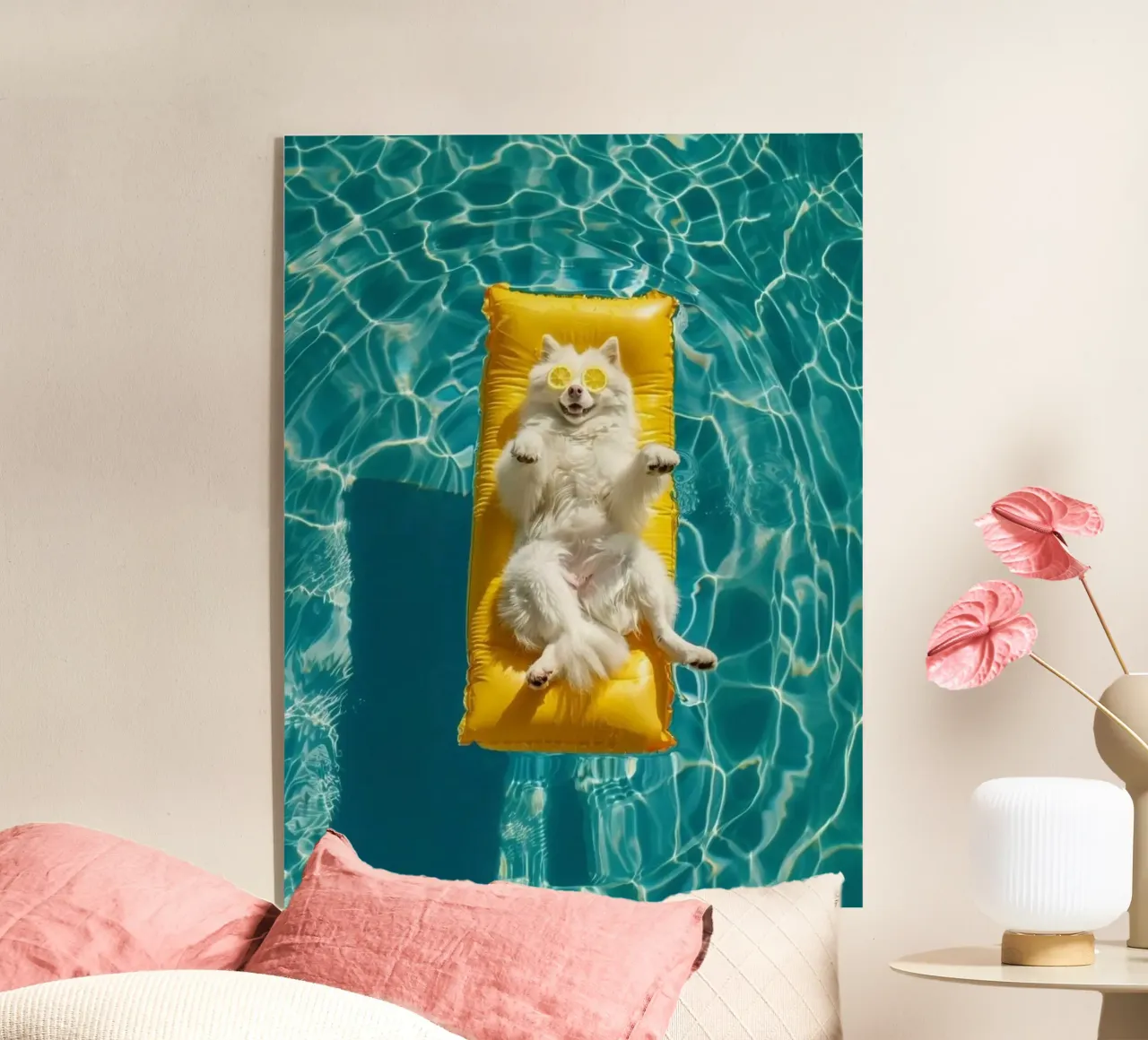 dog chill on float plexiglass da Keyn