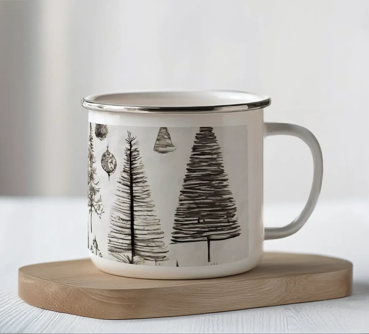 Alberi d'epoca - Illustrazione invernale di Natale tazza in smalto da Studio Vibe
