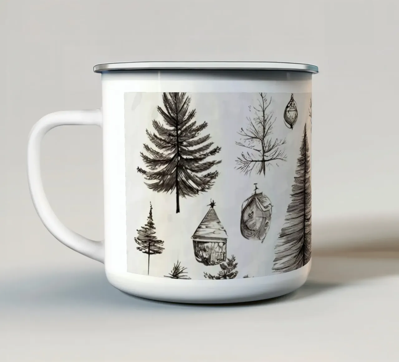 Alberi d'epoca - Illustrazione invernale di Natale tazza in smalto da Studio Vibe