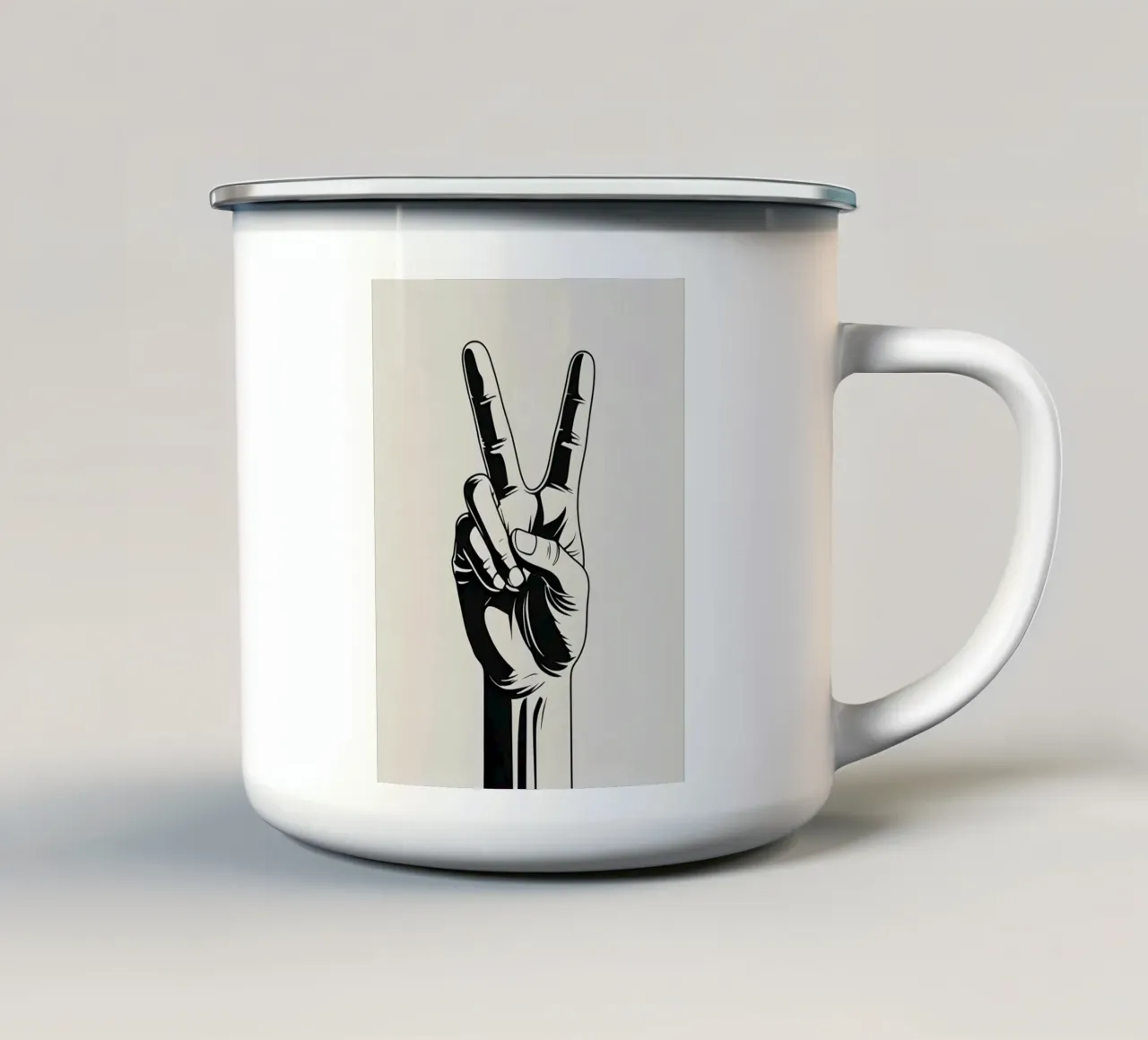 Gesto della mano con il segno della pace tazza in smalto da LIFESTYLE OBJECTS