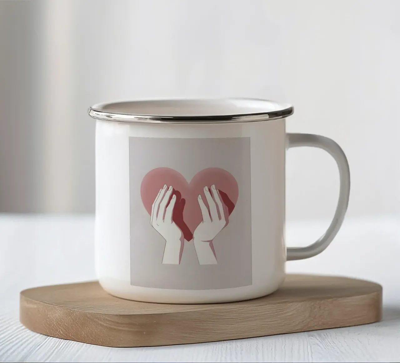 Mani a forma di cuore tazza in smalto da LIFESTYLE OBJECTS