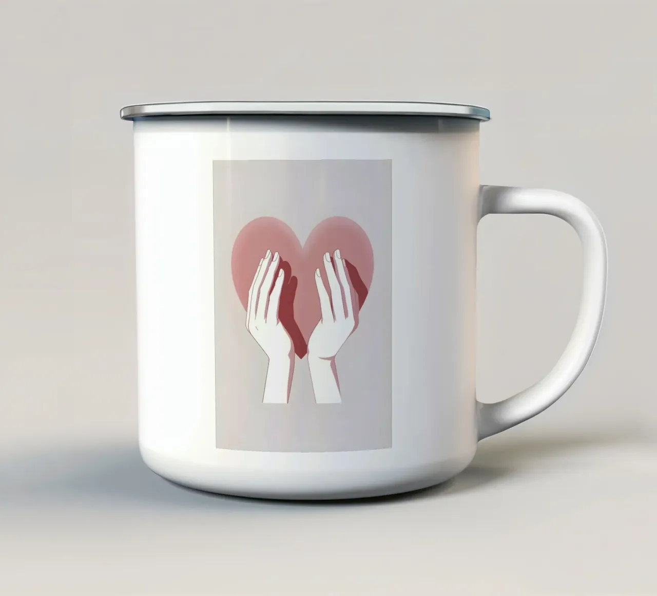 Mani a forma di cuore tazza in smalto da LIFESTYLE OBJECTS