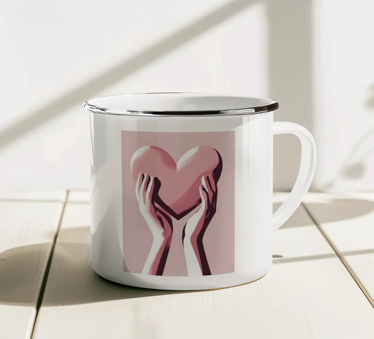 Mani a forma di cuore tazza in smalto da LIFESTYLE OBJECTS