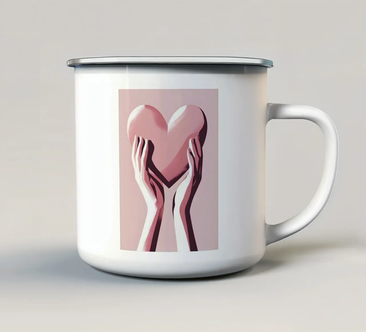 Mani a forma di cuore tazza in smalto da LIFESTYLE OBJECTS