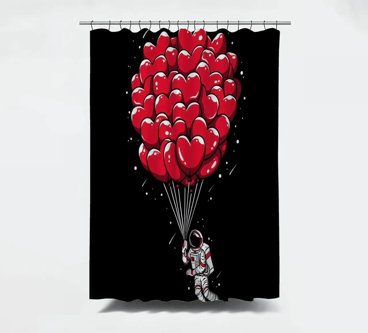 Astronauta con palloncino a cuore tenda da doccia da LM2KONE