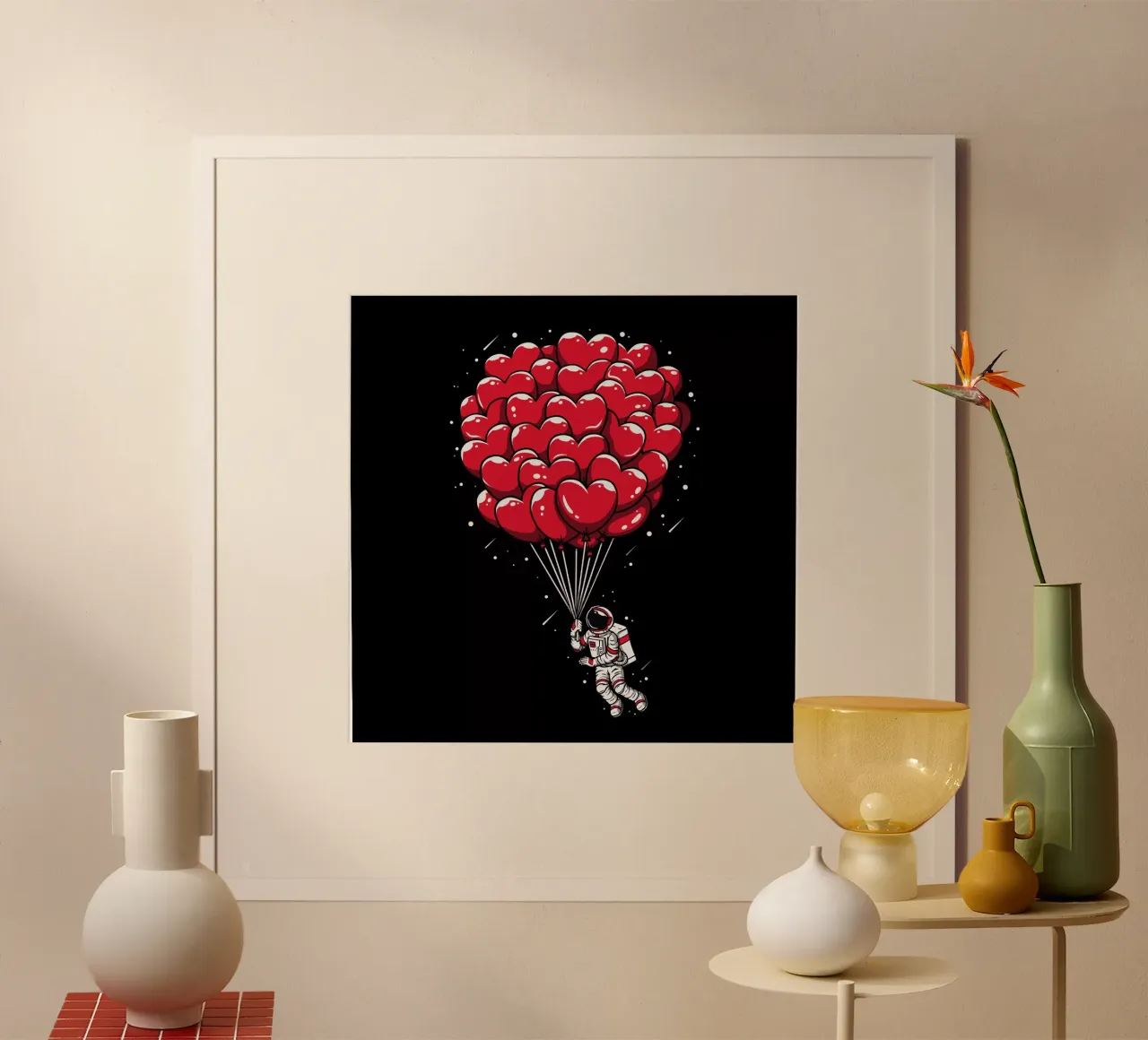 Astronauta con palloncino a cuore poster da LM2KONE