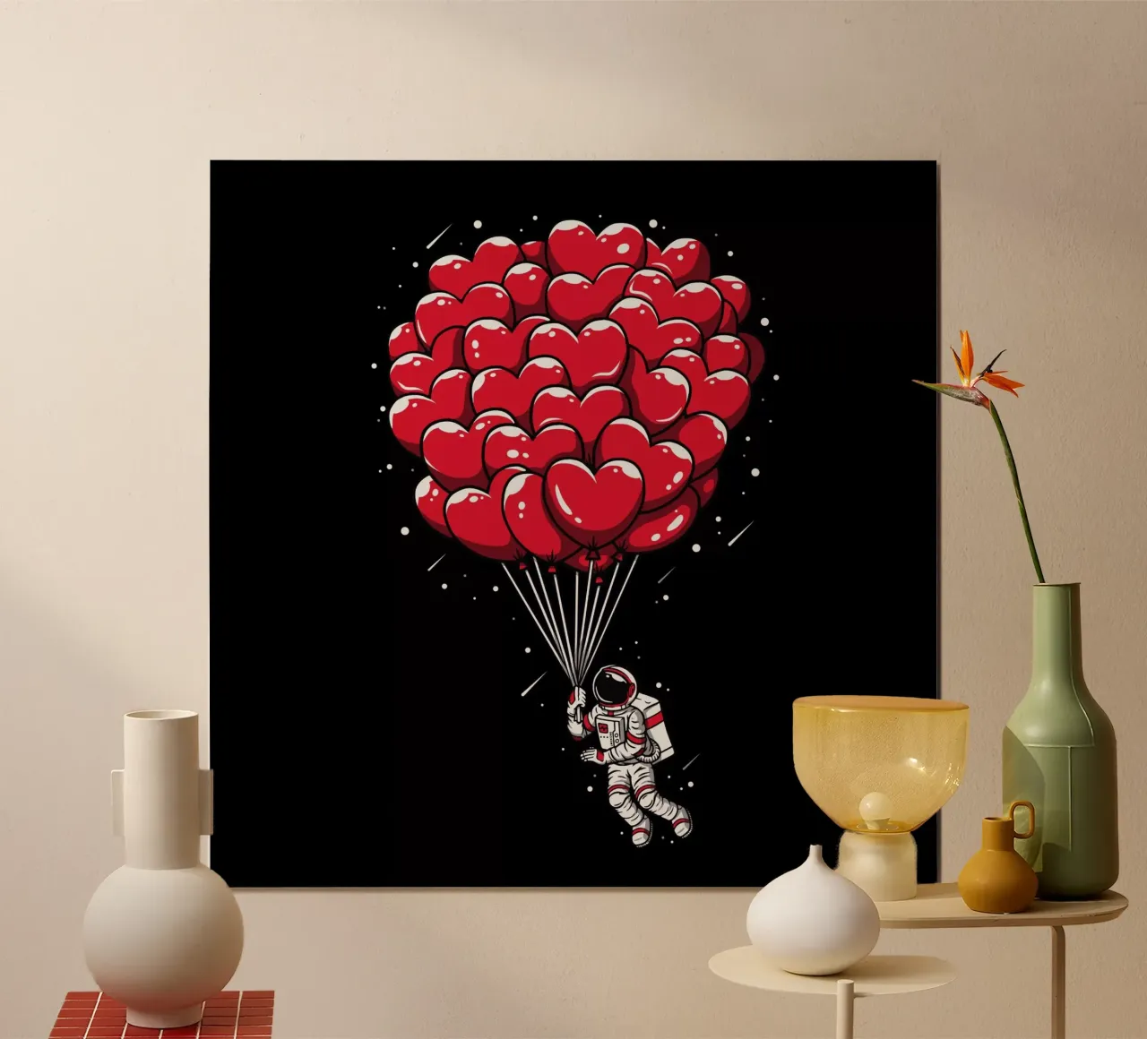 Astronauta con palloncino a cuore poster da LM2KONE
