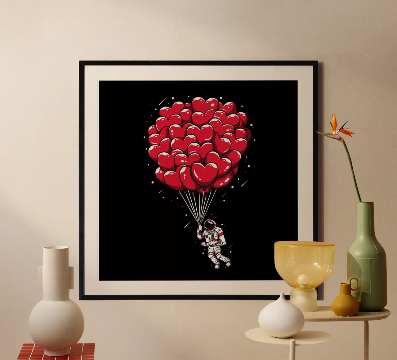 Astronauta con palloncino a cuore poster da LM2KONE