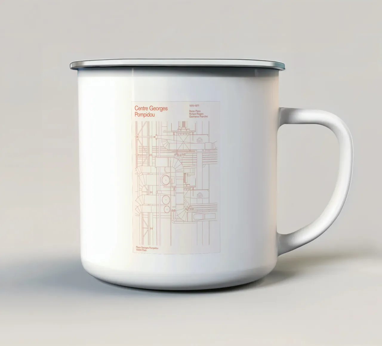 Pompidou : Blueprint tazza in smalto da Florent Bodart