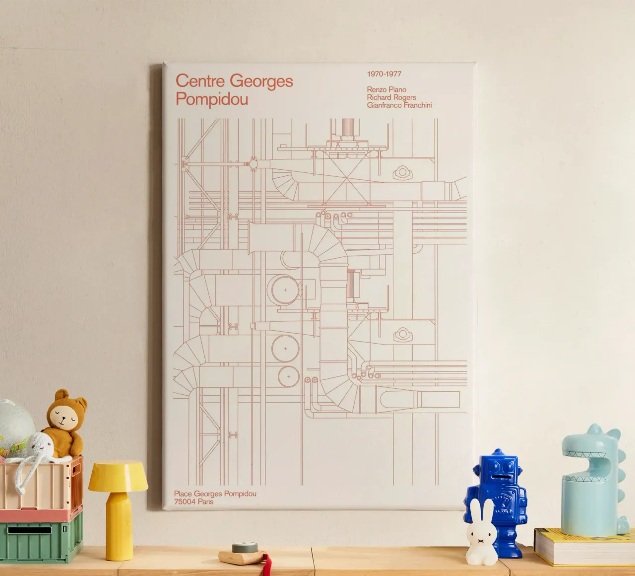 Pompidou : Blueprint tela con Cornice a cassetta da Florent Bodart