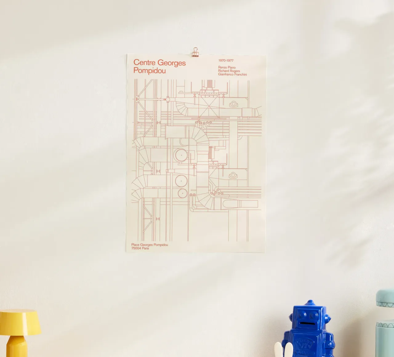 Pompidou : Blueprint poster con telaio in alluminio da Florent Bodart