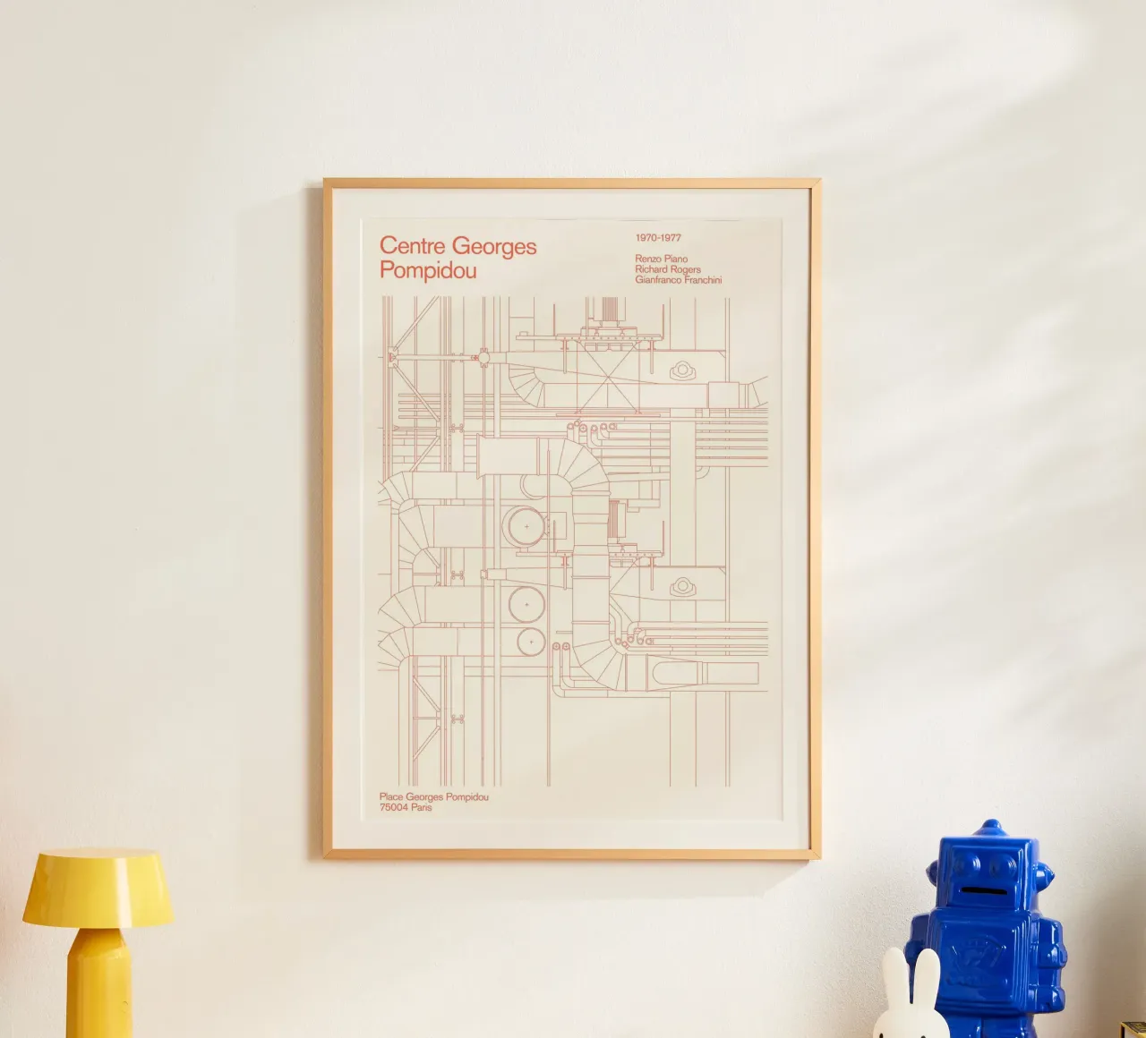 Pompidou : Blueprint poster con telaio in alluminio da Florent Bodart