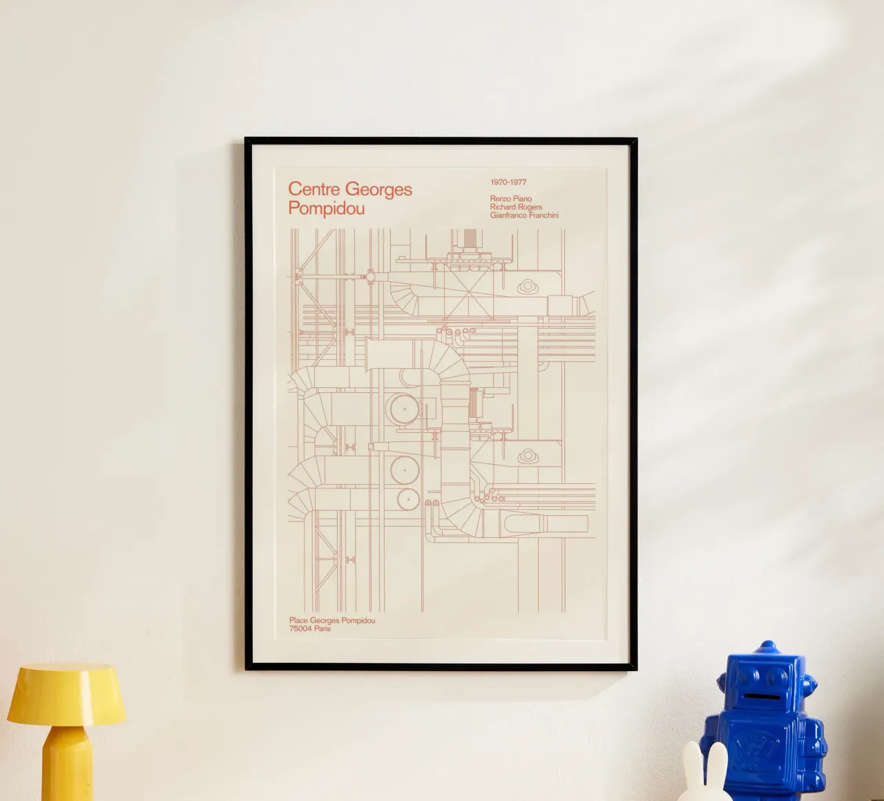 Pompidou : Blueprint poster con telaio in alluminio da Florent Bodart