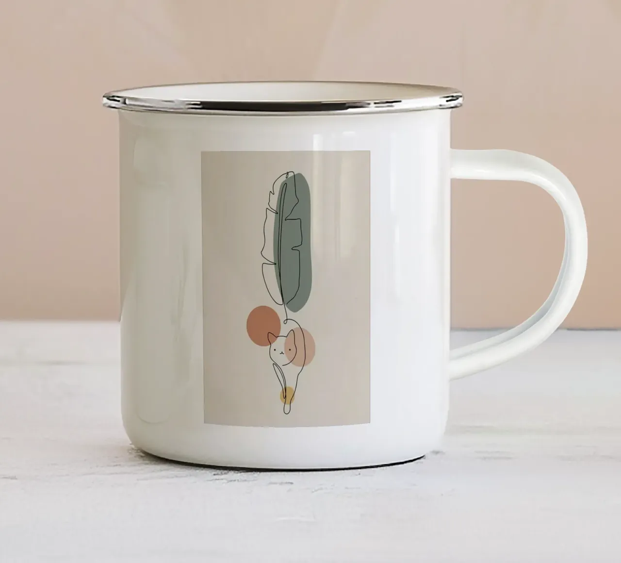 cat and leaf tazza in smalto da andern