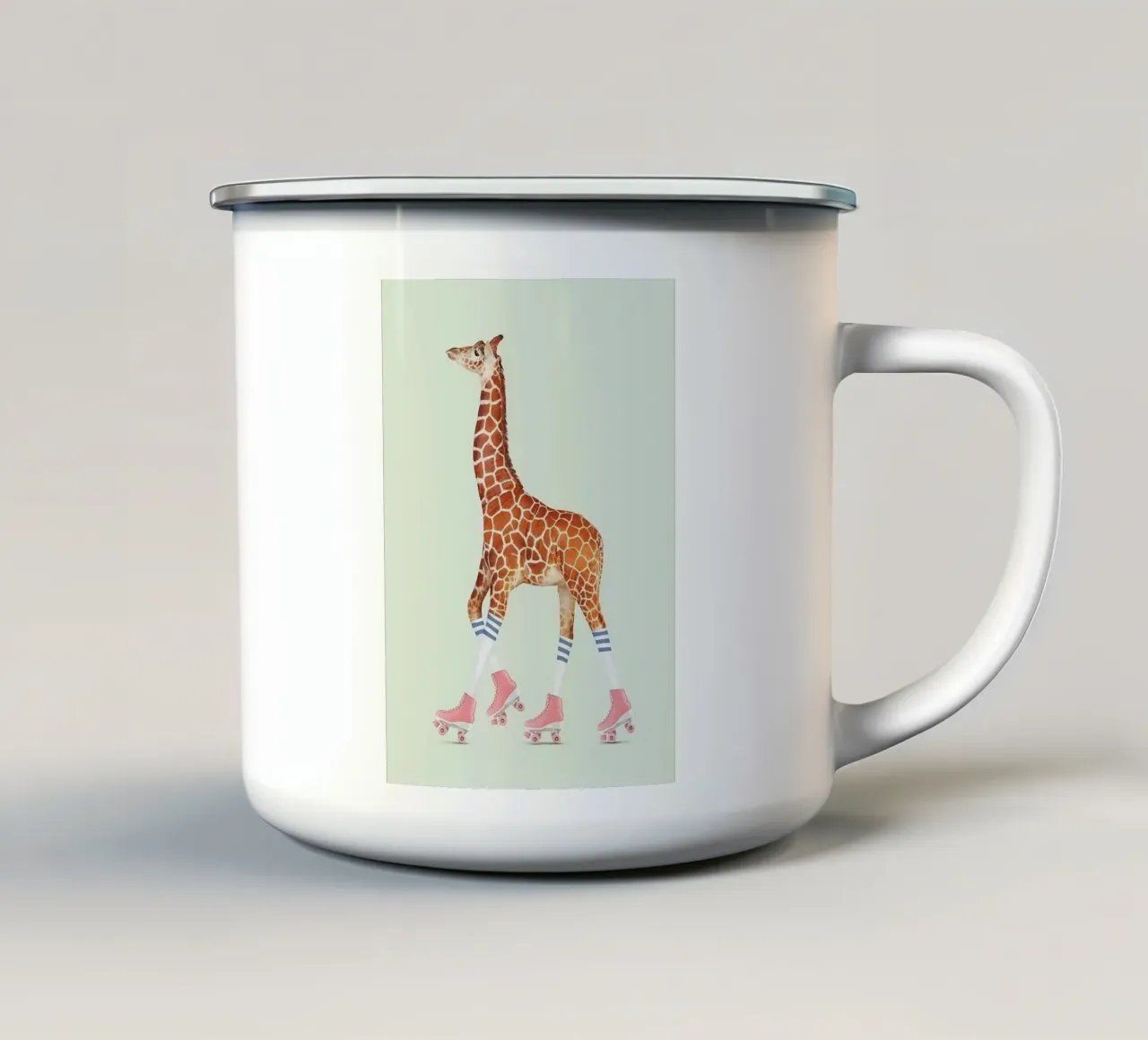 giraffe in patin tazza in smalto da matthen